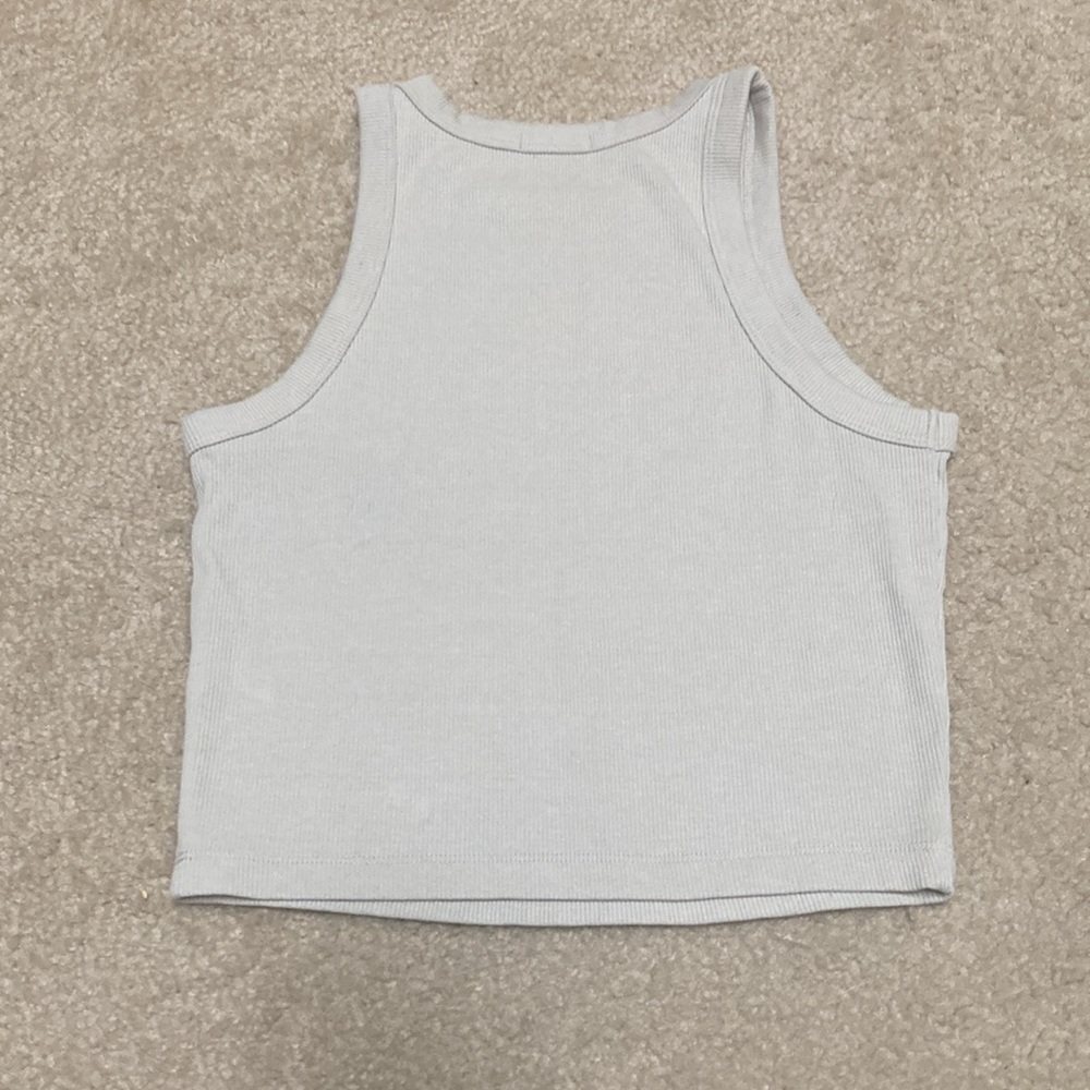 GU Ribbed Cropped Tank Top Beige - Picture 3 of 5